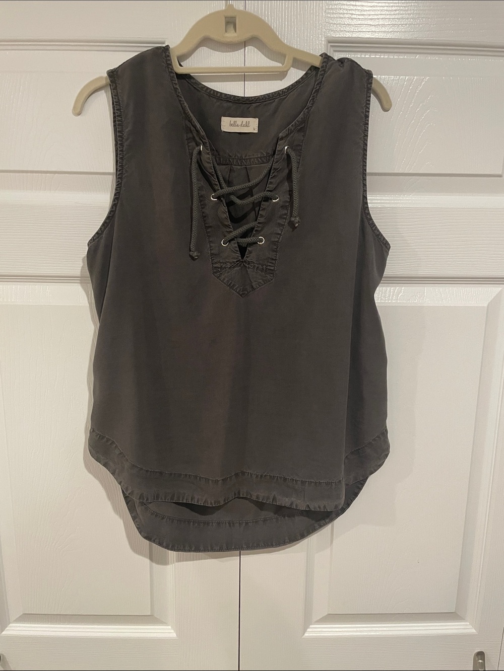 Bella Dahl Charcoal Lace-Up Tank